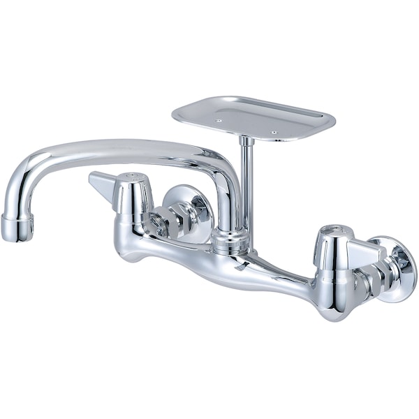 Two Handle Wallmount Kitchen Faucet, NPT, Wallmount, Polished Chrome, Weight: 4.4